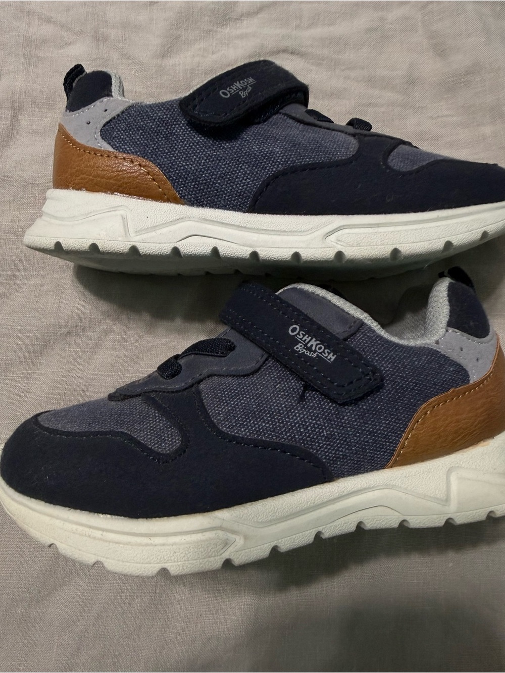 OshKosh B'gosh Navy & Brown Kids' Hook-and-Loop Sneakers